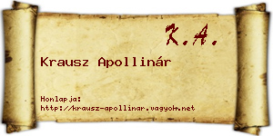 Krausz Apollinár névjegykártya